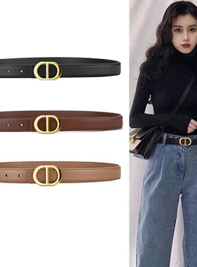 Concise Kite头层牛皮软真皮皮带女士腰带2025新款百搭牛仔裤带