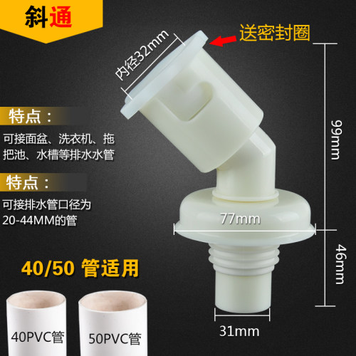 洗衣机下水管防臭三通接头弯头40 50管子两用双排水管地漏PVC管道