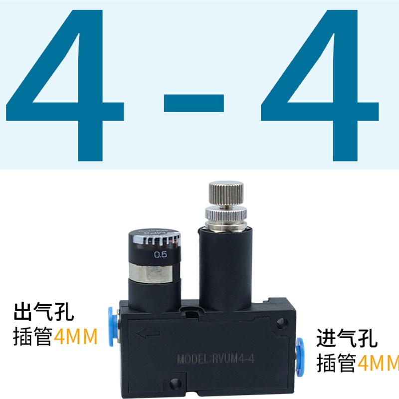 RVUM4-4微型调压接头气管电磁阀气缸调压RVUM6-6精度调速阀