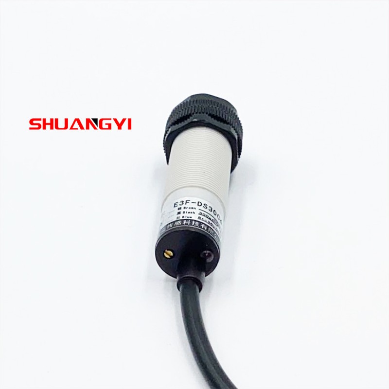 M18接近光电开关E3F-DS30C4漫反射三线NPN常开PNP常闭24V二线220V