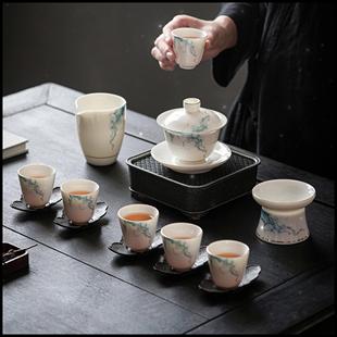 羊脂玉功夫茶具套装 白瓷防烫办公室礼盒 2024新款 轻奢高档家用中式