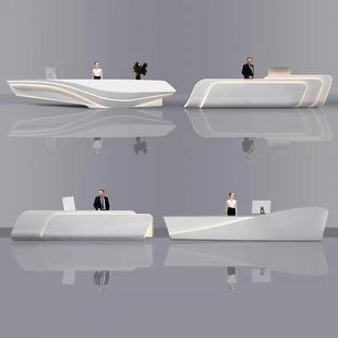 创意烤漆前台高档科技感吧台酒店公司定制接待台简约大厅服务台