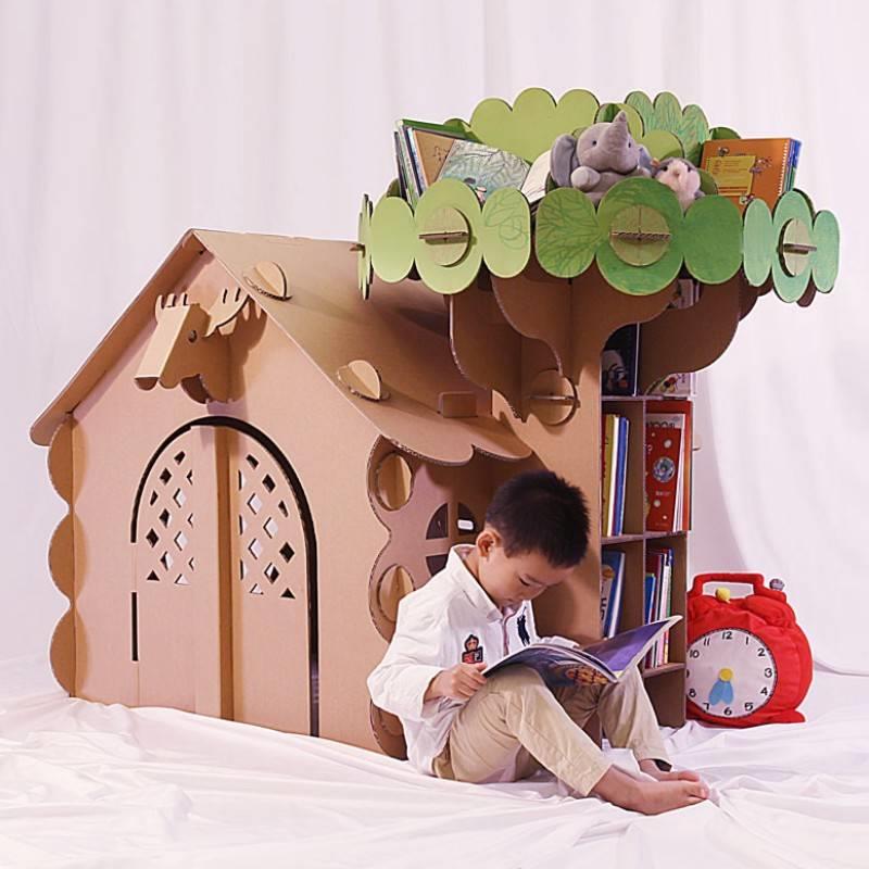 大号幼儿园儿童树屋城堡小房子玩具屋游戏屋纸板纸箱纸壳帐篷室