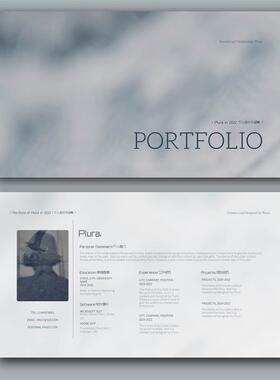 【蓝桉】高级小众作品集PPT艺术平面时尚模板设计师面试通用