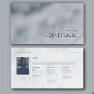 【蓝桉】高级小众作品集PPT艺术平面时尚模板设计师面试通用