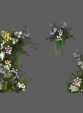 分层韩式婚礼花艺素材绿黄绿粉色紫ps蓝草木玫瑰自然风效果图格式