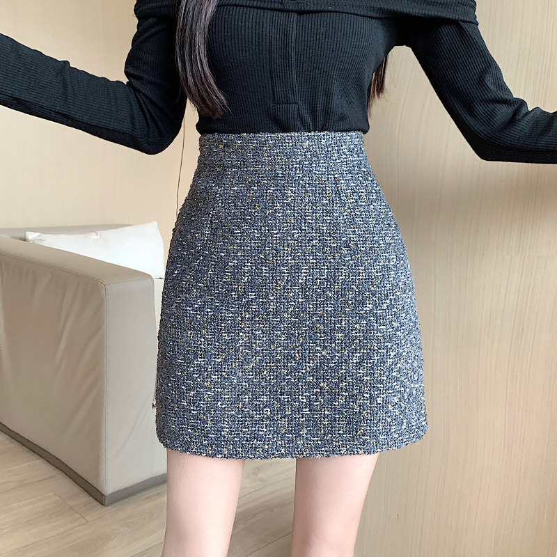 极速紫色半身g裙2023新款女秋冬款高腰短裙休闲时尚百搭a字一步包