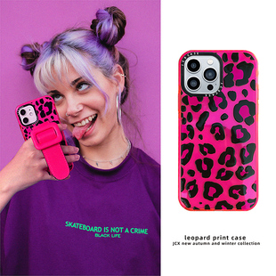 豹纹玫粉高级感苹果17promax手机壳包包同款 皮腕带适用iphone15P超高品质16plus糖果色13支架12潮牌11欧美14