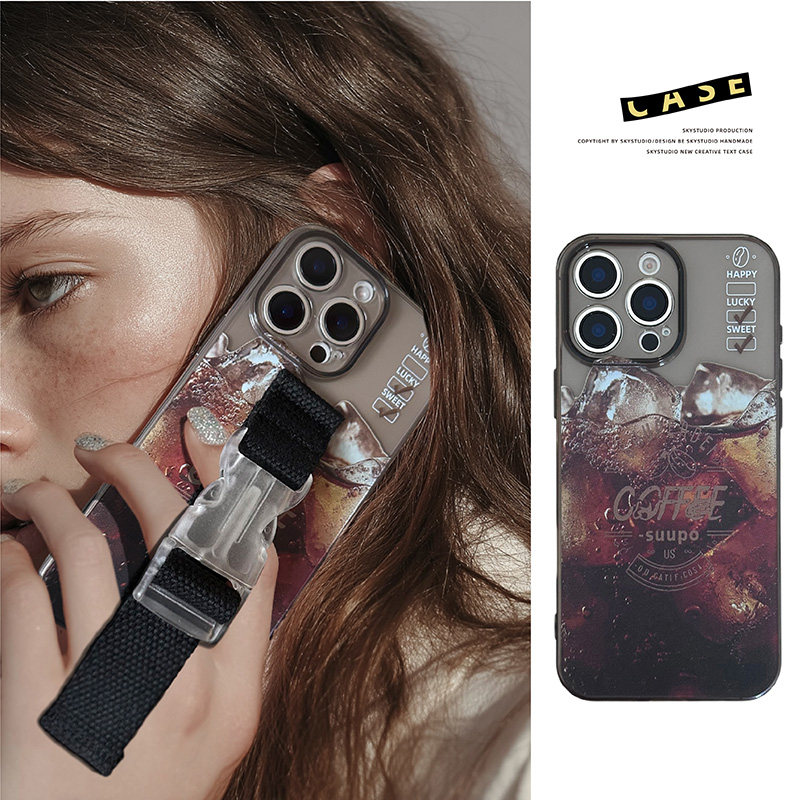 原创腕带苹果16promax手机壳适用iPhone15plus冰