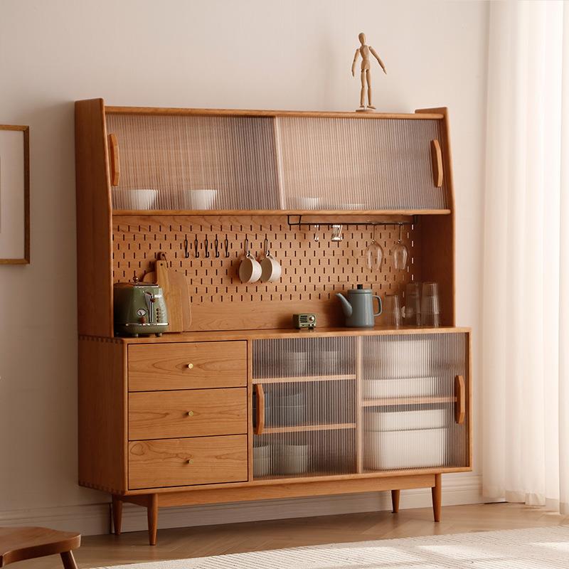 北欧樱桃木全实木餐边柜日式简约一体靠墙茶水柜厨房碗柜轻奢边柜