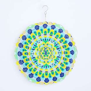 北欧风格 饰彩色挂件孔雀碧凰 旋转风铃挂饰家居花园装