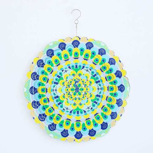 北欧风格旋转风铃挂饰家居花园装饰彩色挂件孔雀碧凰