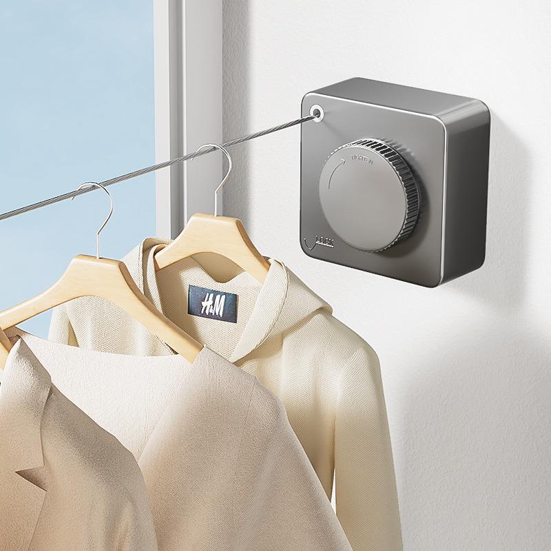 隐形晾衣绳晾衣服神器绳子室内免打孔卫生间隐形伸缩阳台钢丝绳架