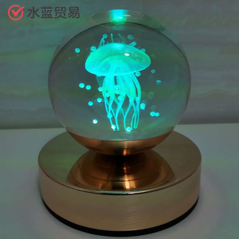 台灯卧室床头触摸感应灯2022新款台灯意智能水晶圆球立体水母