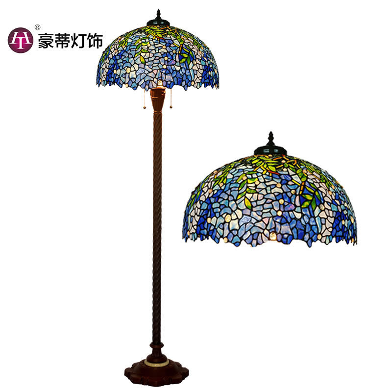 帝凡尼紫藤手工彩玻欧式落地灯