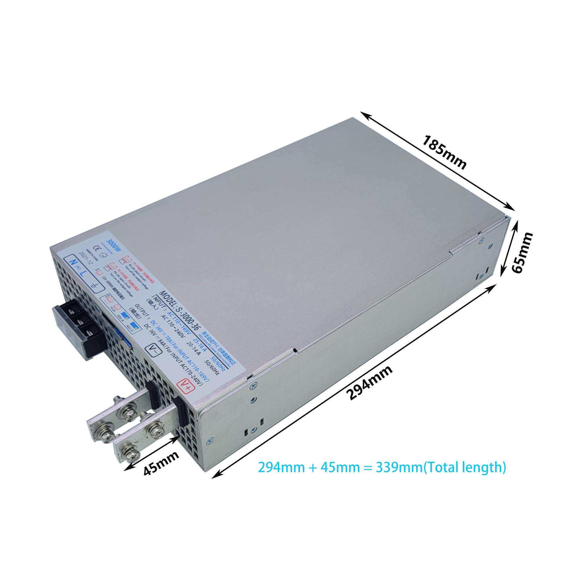 3000W开关电源12V24V30V36V40V48V50V60V72V80V90V110V PFC电源