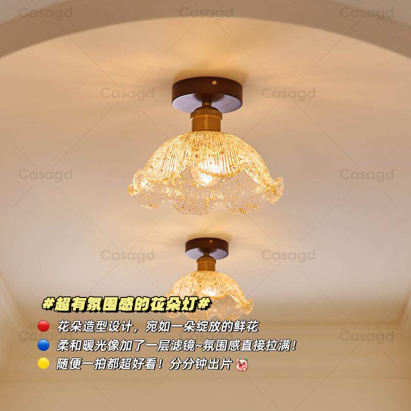 法式中古风创意花朵过道灯中式复古走廊玄关厨卫阳台吸顶灯CASAGD