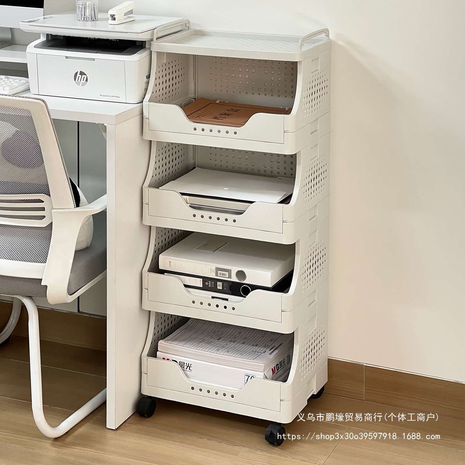 办公室打印机置物架落地小推车文件收纳架桌下多层可移动储物架子