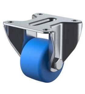 UHR-65MC 蓝色双轴承MC尼龙固定轮安装底座108×100脚轮