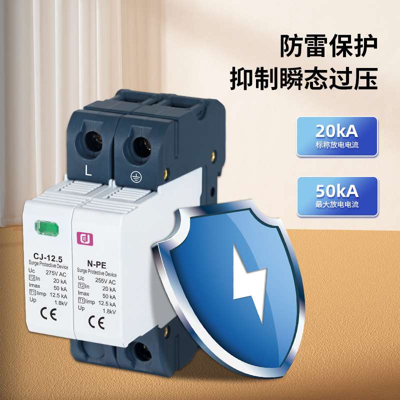策佳浪涌保护器SPD避雷器1P+N/3P+N家用AC275V交流直流电涌防雷器