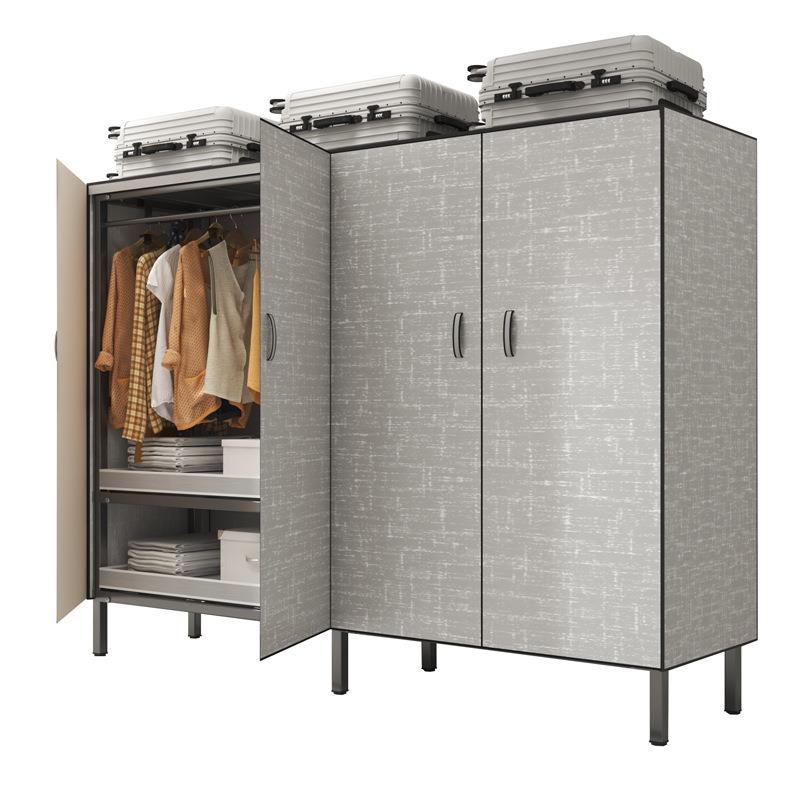 出租房免安装折叠加厚加粗全钢架结实耐用衣X^简易布衣柜家用卧室