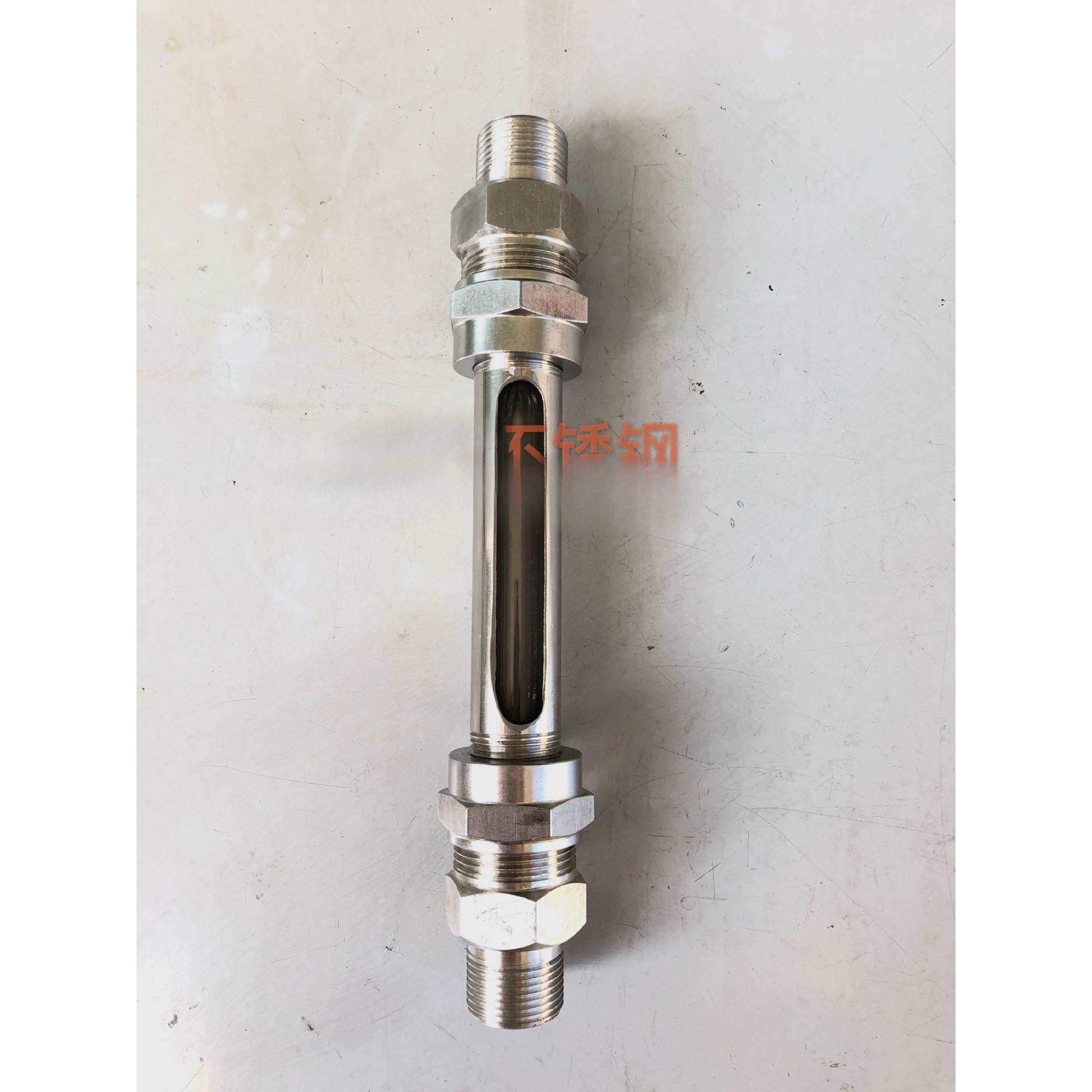 304不锈钢直通式液位计双头外丝透明有机玻璃管油标可视窗水位计