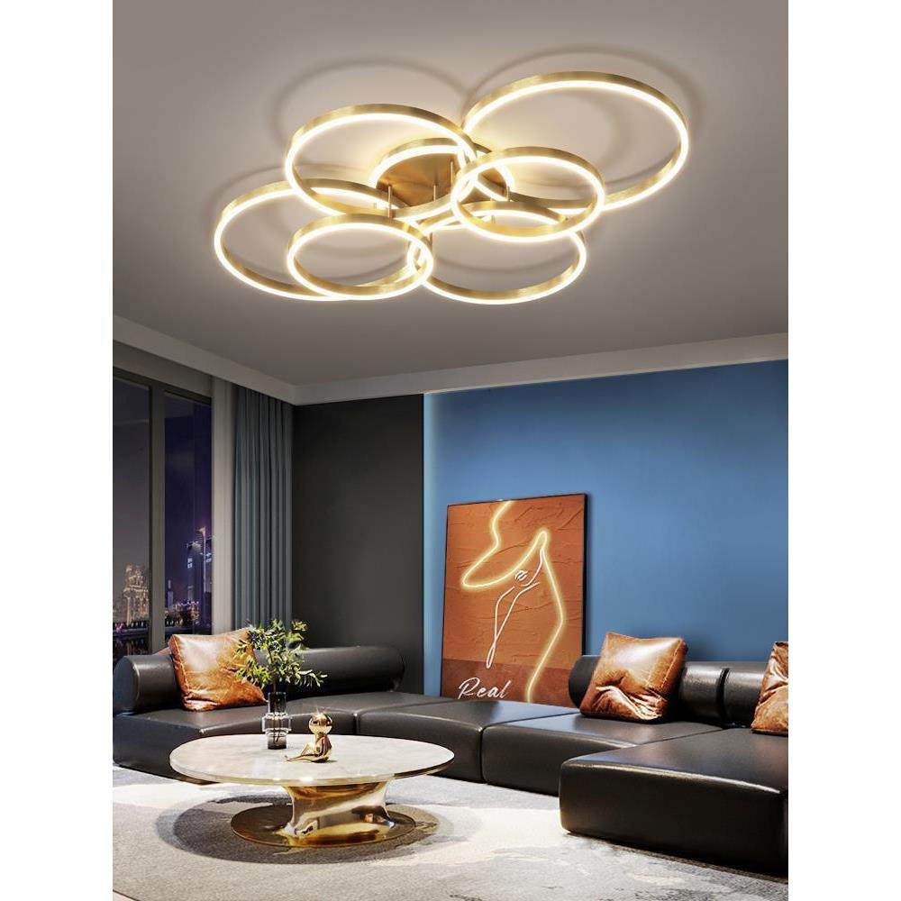 客厅灯2023年新款LED现代简约大气高档北欧圆环形大厅轻奢吸顶灯