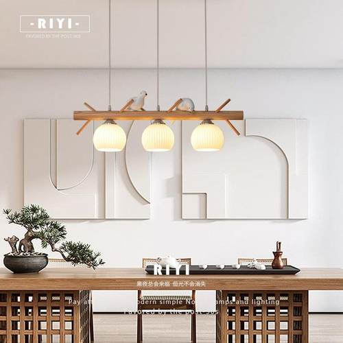 小鸟餐厅吊灯三头北欧原木风个性饭厅灯简约现代日式艺术餐桌灯饰