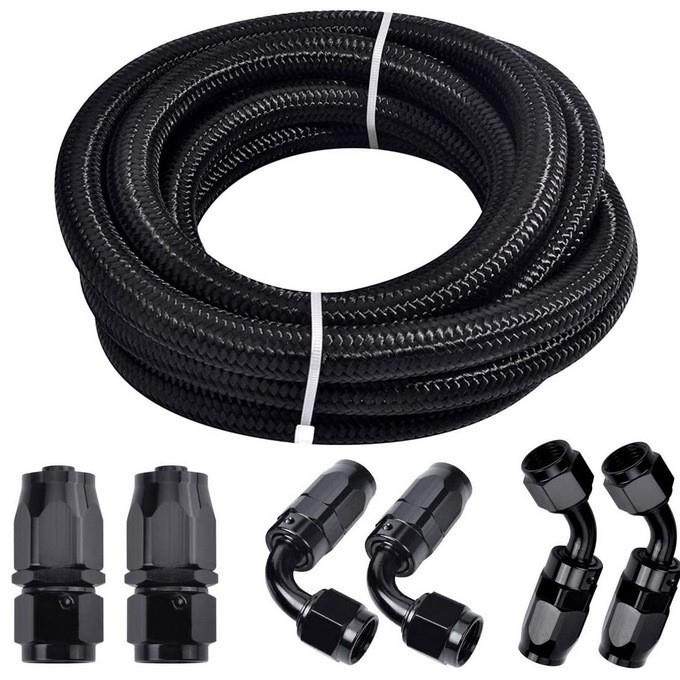 含税 跨境热销汽车改装AN8黑色编织尼龙油管油冷接头套装3米/6米