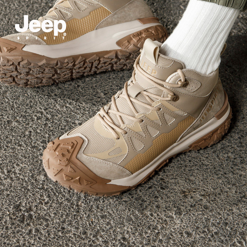 JEEP SPIRIT吉普男鞋2024秋季新款防滑户外沙漠靴复古高帮工装靴