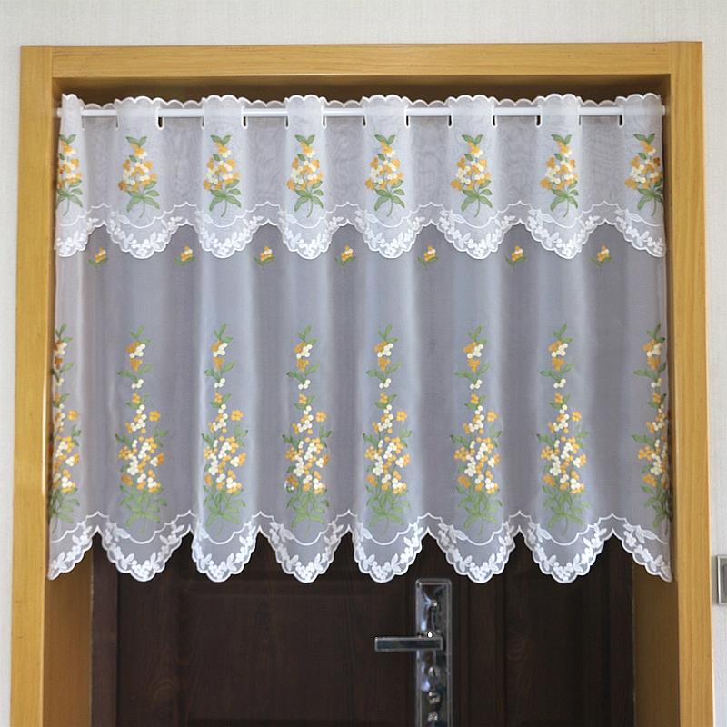穿杆帘半帘日式网红纱帘窗幔帘窗帘厨房帘咖啡帘刺绣布艺成品门帘