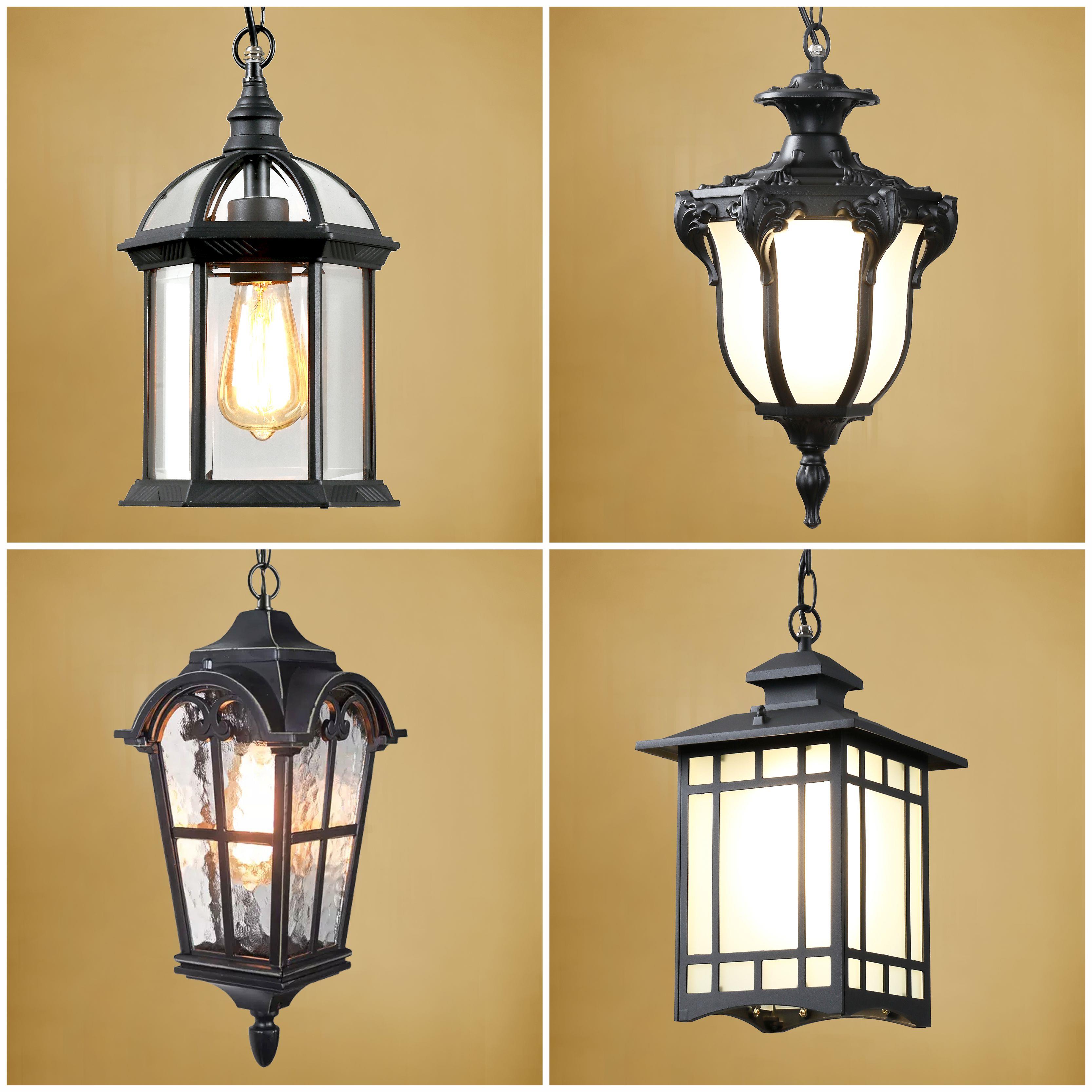 新中式户外防水吊灯凉亭室外屋檐别墅入户大门庭院太阳能阳台吊灯