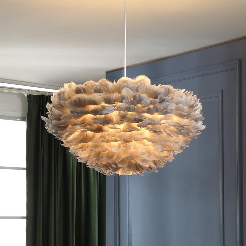 北欧吊灯后现代简约风格羽毛卧室灯创意个性饭厅灯家用温馨书房灯