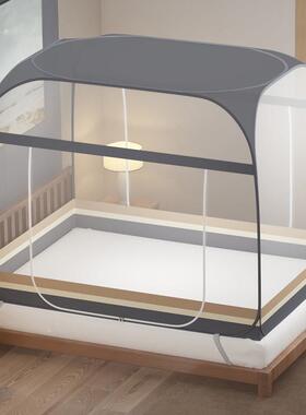 新款防尘顶蒙古包蚊帐双门三门拉链门1.5m/1.8米双人床家用免安装