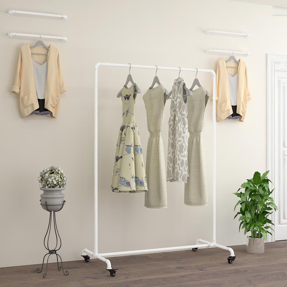 服装展示架女装店货架水管龙门架落地式挂衣架展会带轮服装店挂架