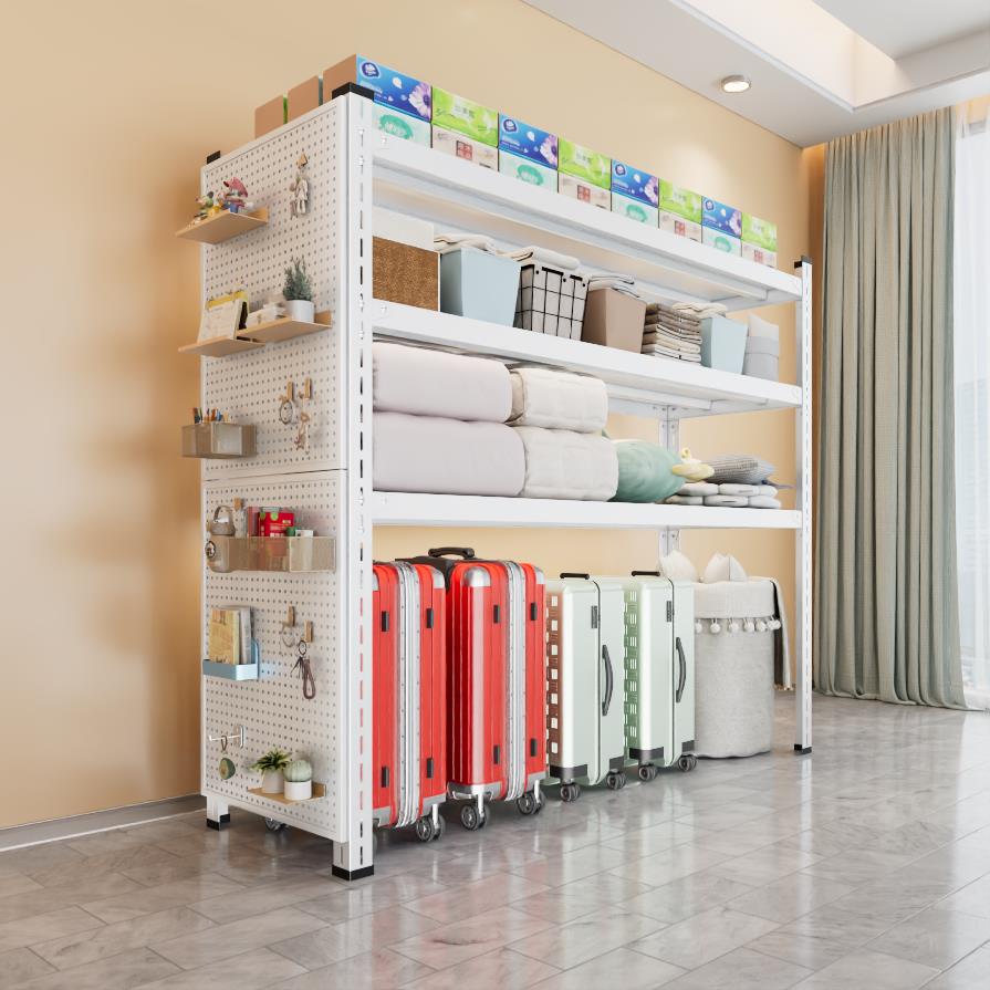 洞洞板仓储货架角钢小货架家用多层收纳架阳台厨房置物架落地一体