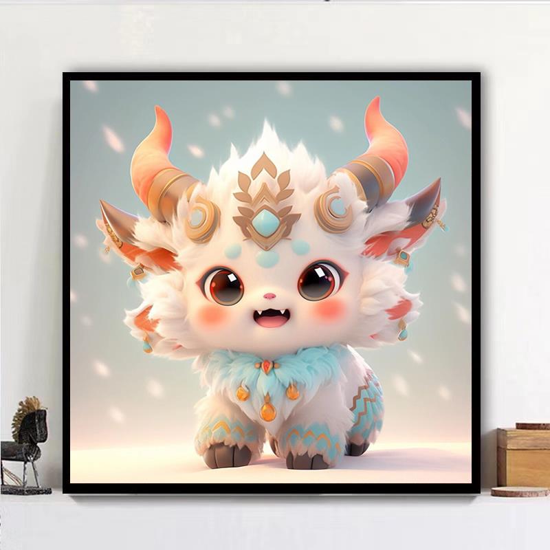 钻石画2024年新款卡通动物可爱龙生肖钻石画点贴钻十字绣卧室满钻
