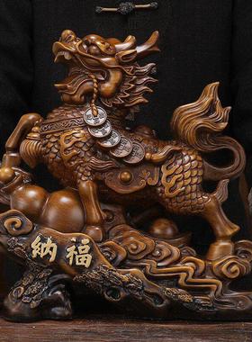 招财麒麟摆件树脂客厅酒柜电视柜装饰品摆设店铺开 业乔迁新居礼