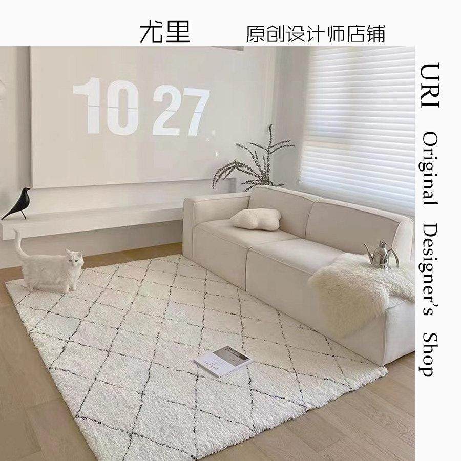 URI 摩洛哥北欧客厅羊毛床边地毯卧室菱形白色长绒毯家居装饰地垫,居家布艺,地毯,淘宝优惠券,粉丝福利购,淘宝优惠卷