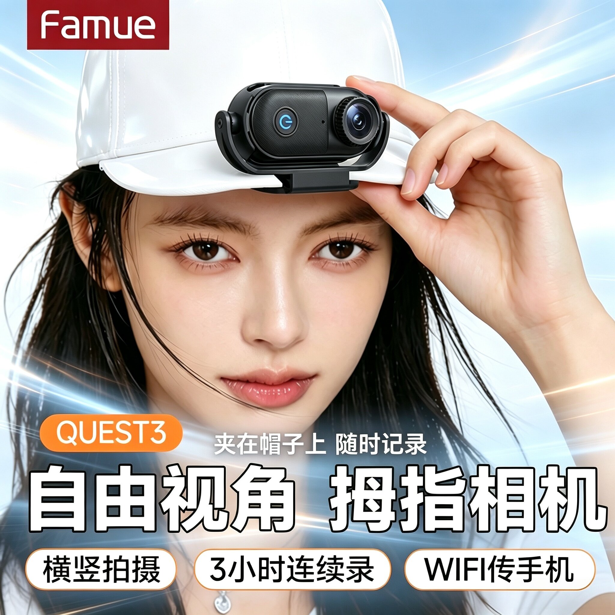 帽夹式-挂脖运动拇指相机长续航图片