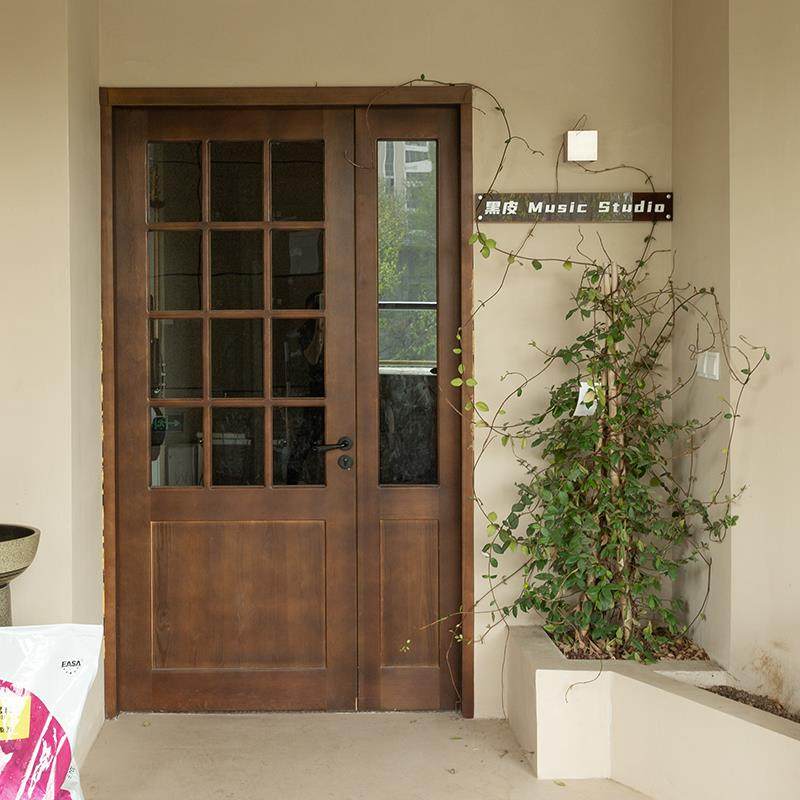 白蜡纯实木门网红咖啡奶茶烘焙服装店铺实木大门入户门室内门定制