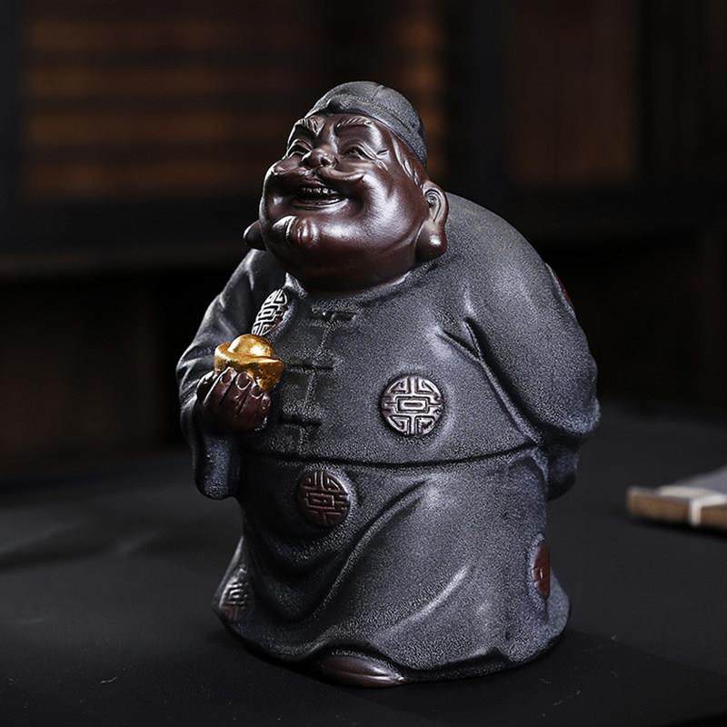 创意陶瓷地主老爷摆件财主人物桌面新中式客厅书房玄关装饰品送礼