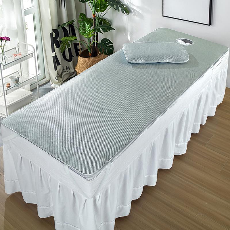 美容床凉席美容院专用冰丝藤席夏季透气按摩推拿床垫高级感带洞