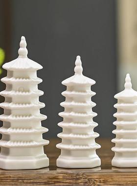 禅意陶瓷工艺品假山盆景微景观鱼缸造景流水器配件宝塔凉亭小摆件