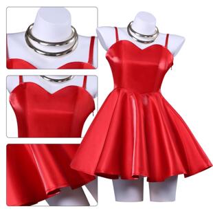 新吊带袜天使panty小红裙COS服装潘迪红色吊带裙二次元动漫c服