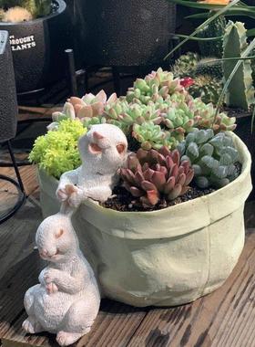 臻尚口袋小兔子花器多肉花盆萌可爱装饰桌面摆件创意礼品花园阳台