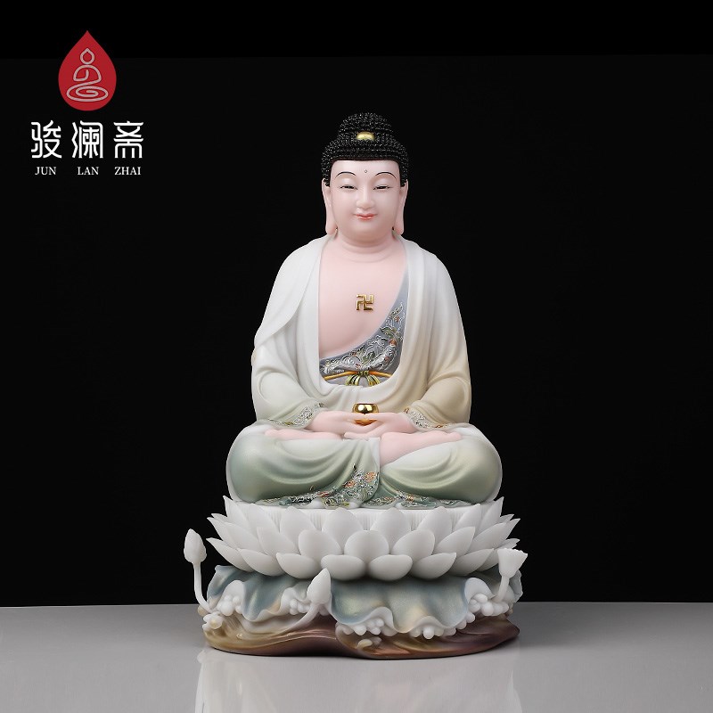 速发汉白玉色家像《释迦雕尼佛》供奉神像佛居饰品三宝石牟