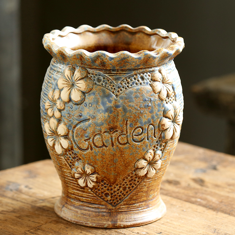 速发老桩花盆陶瓷国大粗陶创意中复风植物古号多肉小花盆大陶罐