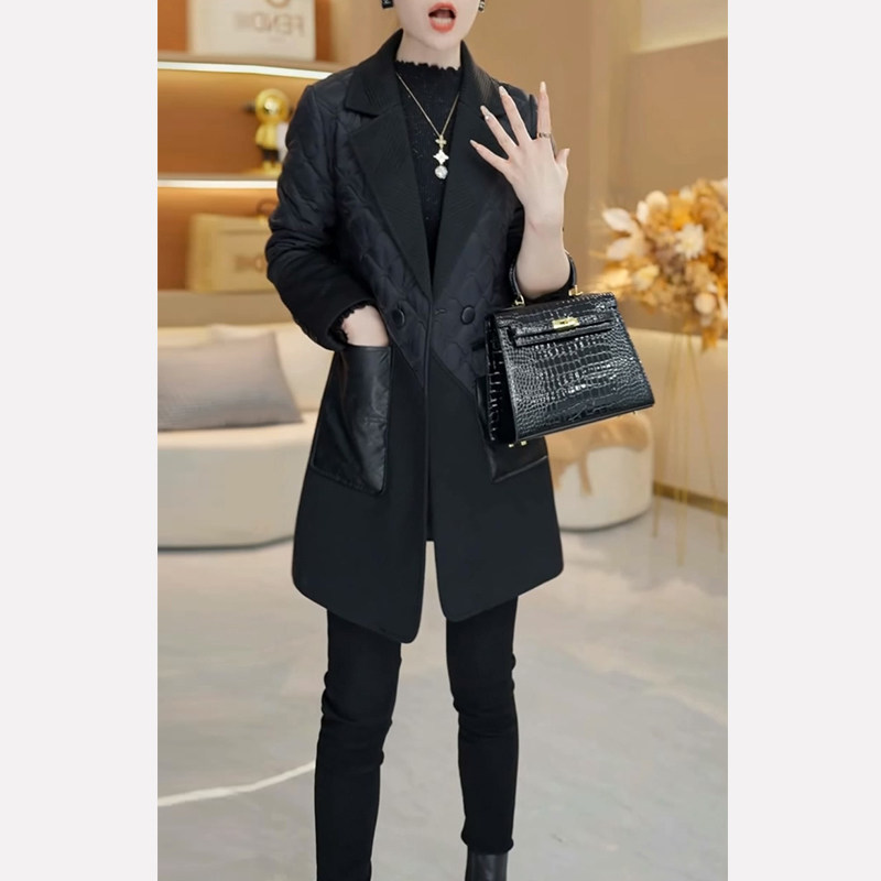 速发羽暖棉服5022秋冬新款妈妈轻薄棉衣中长款夹棉保绒棉袄外套