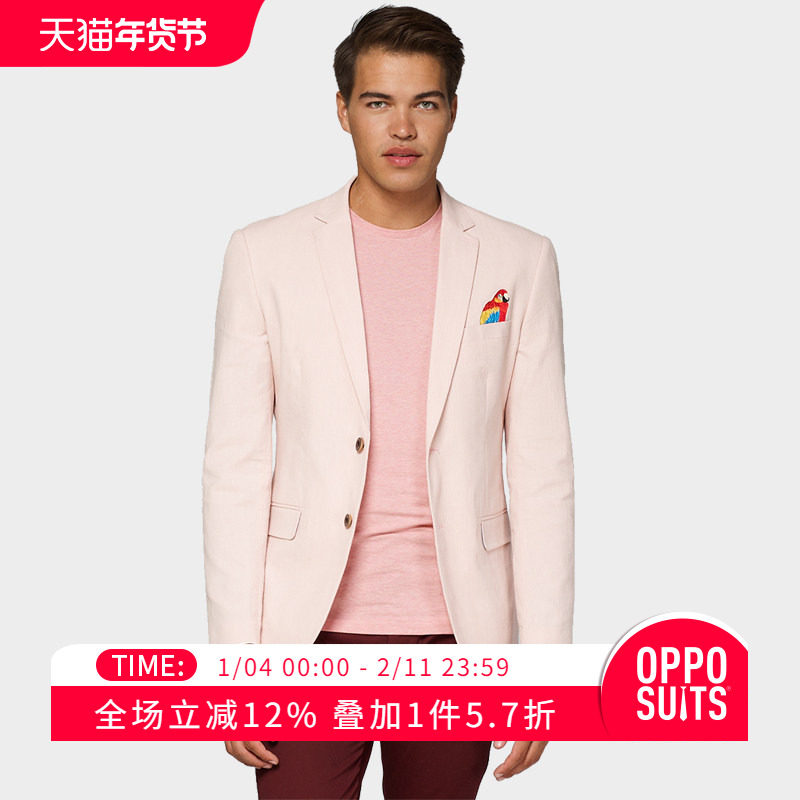 OPPOSUITS西服男士主播小鸟刺绣印花西装上衣外套度假风oppo西装,男装,休闲西服,淘宝优惠券,粉丝福利购,淘宝优惠卷